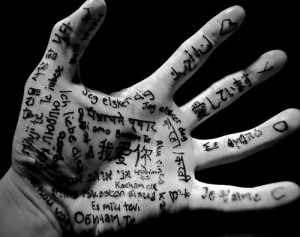 hand with languages